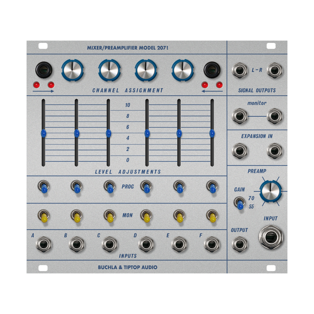 Buchla & Tiptop Audio 207t Mixer/Preamplifier— Clockface Modular Buchla & Tiptop Audio 207t Mixer/Preamplifier— Clockface Modular