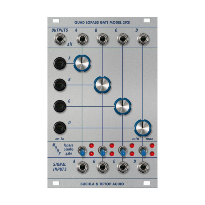 Buchla & Tiptop Audio 292t Quad Lopass Gate— Clockface Modular Buchla & Tiptop Audio 292t Quad Lopass Gate— Clockface Modular